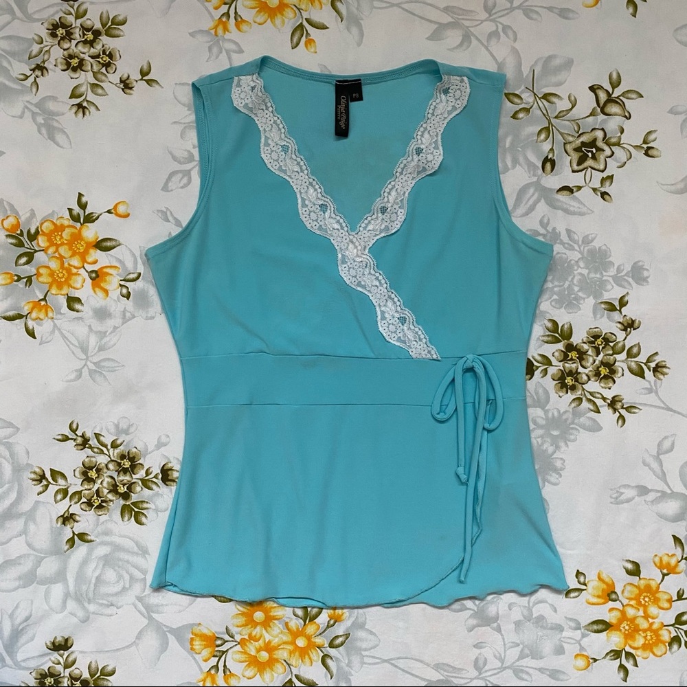 Olivia Paige Size Petite Small Blue Blouse